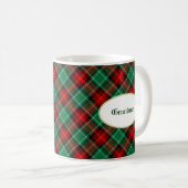 Custom Rood Groen Retro Plaid Koffie Mok (Voorkant rechts)