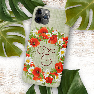Custom Rood Poppy Wit Geel Daisy Krans iPhone 11Pro Max Hoesje