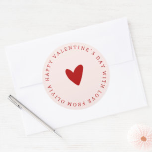 Custom rood roze eenvoudige VALENTIJN'S DAY cadeau Ronde Sticker