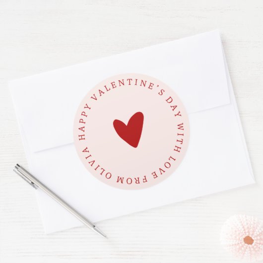Custom rood roze eenvoudige VALENTIJN'S DAY cadeau Ronde Sticker (Envelop)