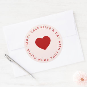 Custom rood roze eenvoudige VALENTIJN'S DAY cadeau Ronde Sticker
