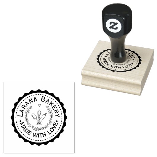 Custom Round Bakery Logo Stamp Rubberstempel (Gestempeld)