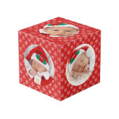 Custom Round Photos Santa Baby Red With Snowflakes Kubus (Voorkant hoekig)