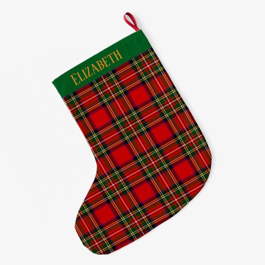 Custom Royal Stewart Clan Tartan Plaid Name Grote Kerstsok (Achterkant (Hangend))