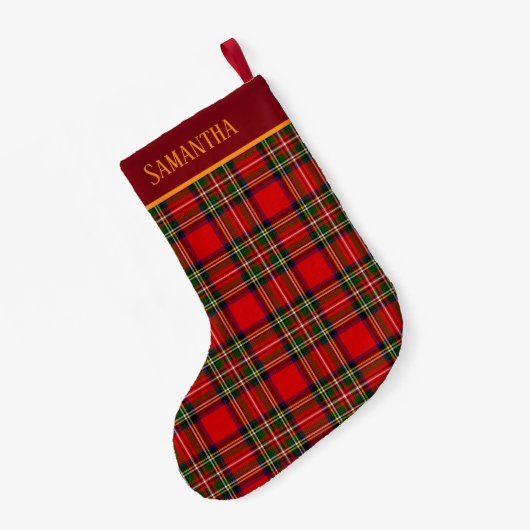 Custom Royal Stewart Clan Tartan Plaid Name Kleine Kerstsok (Achterkant (Hangend))