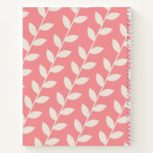 Custom Roze 70s Retro Leaf Patroon Monogram Notitieboek (Achterkant)