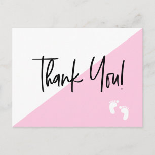 Custom Roze Baby feet baby shower dank u Briefkaart