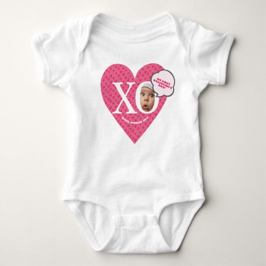 Custom roze Baby Meisje Mijn 1'st valentijns! Romper (Voorkant)