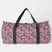 Custom Roze Bloemen Rozen Monogram Grote Duffel Ba Plunjezak (Achterkant)