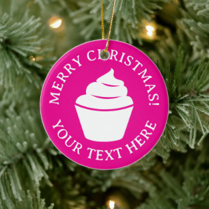 Custom roze cupcake kerstboom ornament