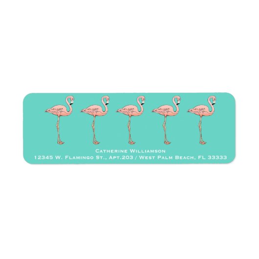 Custom Roze Flamingo Leuke Kleurrijke Tropische Vo Etiket (Voorkant)