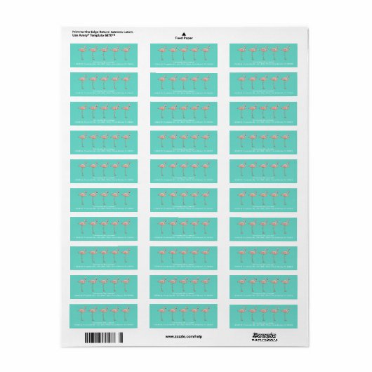 Custom Roze Flamingo Leuke Kleurrijke Tropische Vo Etiket (Full Sheet)