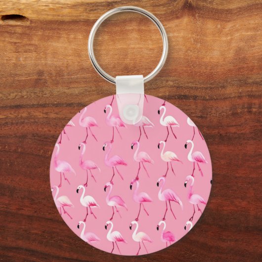 Custom roze flamingo paradijs Waterverf Sleutelhanger (Achterkant)