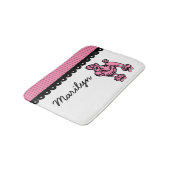 Custom Roze Franse poedel badmat badkamer tapijt (Gekanteld)