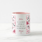 Custom roze pioen harten liefde Valentijnsdag Mok (Midden)