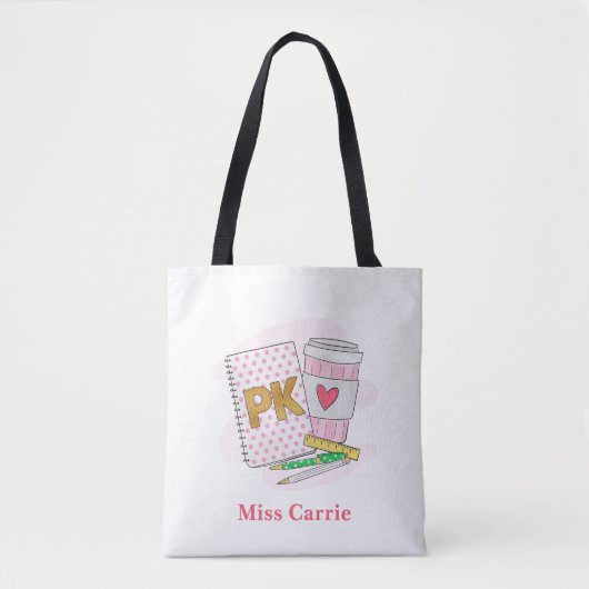 Custom Roze Pre Kleuterschool Leraar School Draagtas (Voorkant)