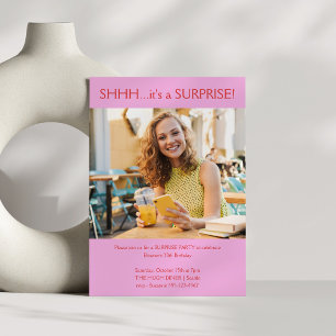 Custom Roze Rood Foto Verrassing 30e Verjaardagsfe Kaart