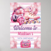 Custom Roze Waterverf Roller Blade Verjaardag Poster (Voorkant)