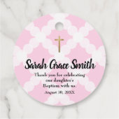 Custom roze wit baby meisje doop dank u bedankjes labels (Achterkant)