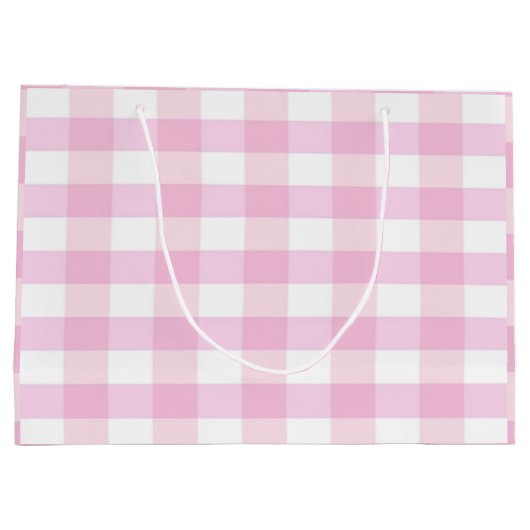 Custom Roze Wit Geruit Happy 25th Verjaardag Groot Cadeauzakje (Achterkant)