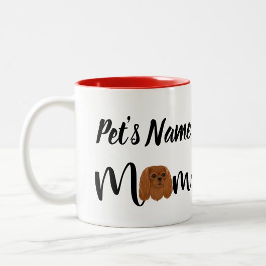 Custom Ruby Cavalier King Charles Spaniel Gift Tweekleurige Koffiemok (Links)