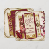 Custom Ruby Rood en goud Sweet 16 Karikatuur Kaart (Voorkant / Achterkant)