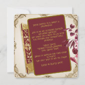 Custom Ruby Rood en goud Sweet 16 Karikatuur Kaart (Achterkant)