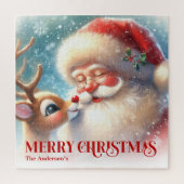 Custom Rudolph and Santa Christmas Puzzle for Kids (Vertical)