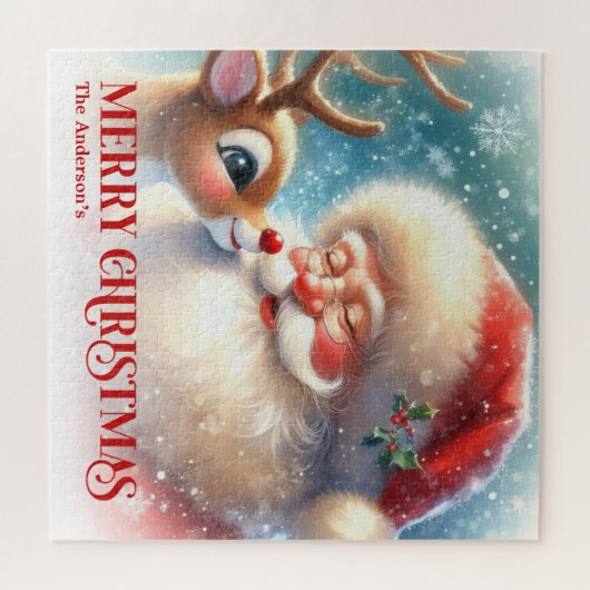 Custom Rudolph and Santa Christmas Puzzle for Kids Legpuzzel (Horizontaal)
