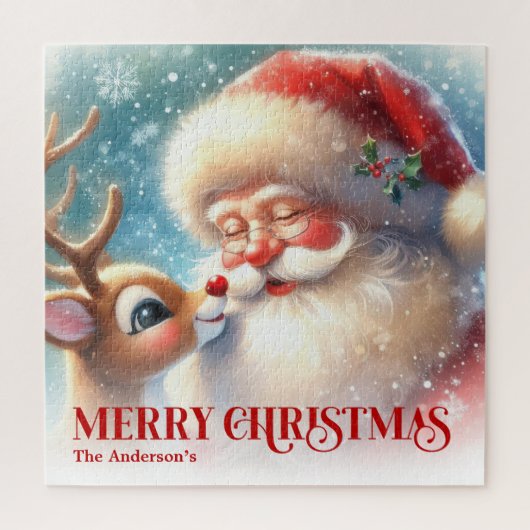 Custom Rudolph and Santa Christmas Puzzle for Kids Legpuzzel (Verticaal)