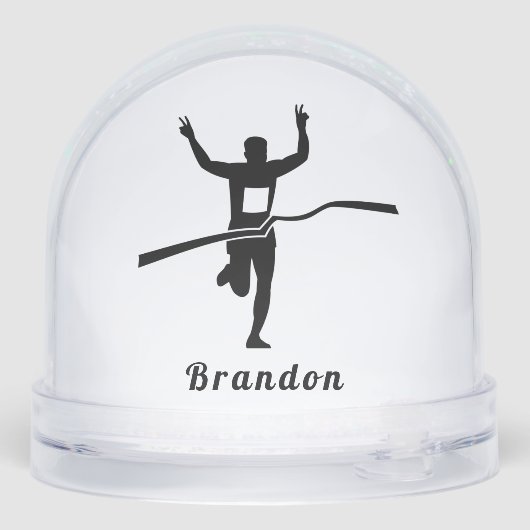 Custom Runner Finish Line Snow Globe Gift Sneeuwbol (Achterkant)