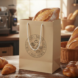 Custom Rustic Bakery Logo Kraft Paper Bag Medium Cadeauzakje