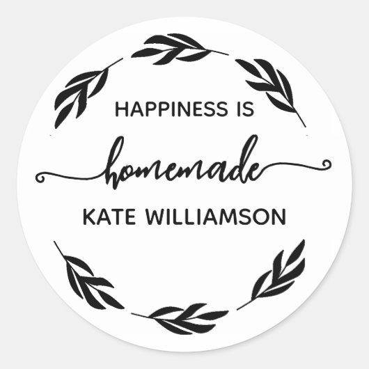 Custom Rustic Happiness wordt gemaakt door Ronde Sticker (Voorkant)