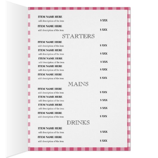 Custom Rustic Restaurant Menu Card (Intérieur (Droit))