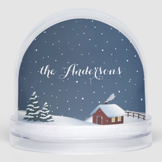 Custom Rustic Snowy Cabin Scene Snow Globe (Avant)