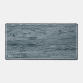 Custom Rustiek Blauw Grijs Gekleurde Faux Woodgrai Bureaumat (Voorkant)