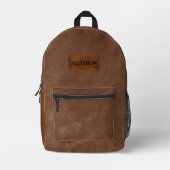 Custom rustiek en klassiek bruin leer voor hem bedrukte rugzak (Voorkant)