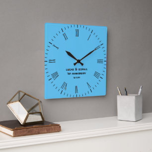 Custom rustiek papier 1e bruiloft Jubileum Vierkante Klok