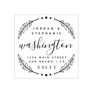 Custom rustiek script net getrouwd retour adres 	rubberstempel