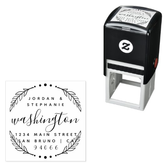 Custom rustiek script net getrouwd retour adres zelfinktende stempel (In situ)