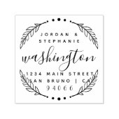 Custom rustiek script net getrouwd retour adres zelfinktende stempel (Design)