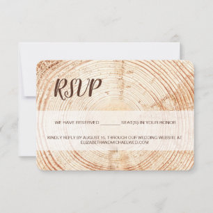 Custom Rustieke houtnerf script bruiloft RSVP Kaartje