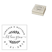 Custom rustieke script laat liefde groeien bruilof 	rubberstempel (Gestempeld)