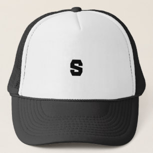 Custom S Monogram Handsome-Pet in wit en zwart Trucker Pet