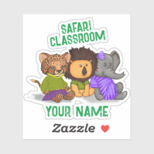 Custom Safari Classroom Cheetah Lion Elephant Sticker