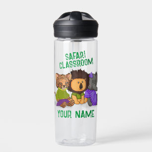 Custom Safari Classroom Cheetah Lion Elephant Waterfles