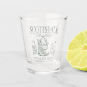 Custom Sage Green Scottsdale Bachelorette Party Shot Glas (Voorkant)