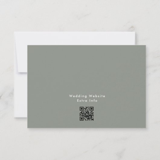 custom sage groen wit Website QR CODE TERUG RSVP Kaartje (Achterkant)