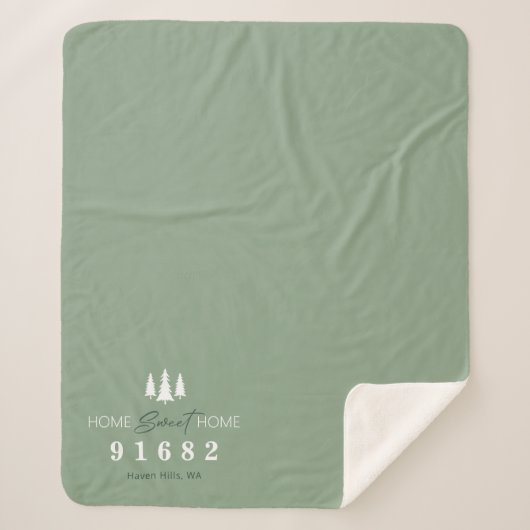 Custom Sage Home Sweet Home Zip Code Sherpa Deken (Voorkant)