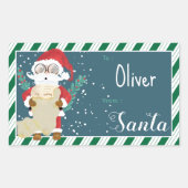 Custom Santa Blue Kid Gift Tag Sticker (Devant)